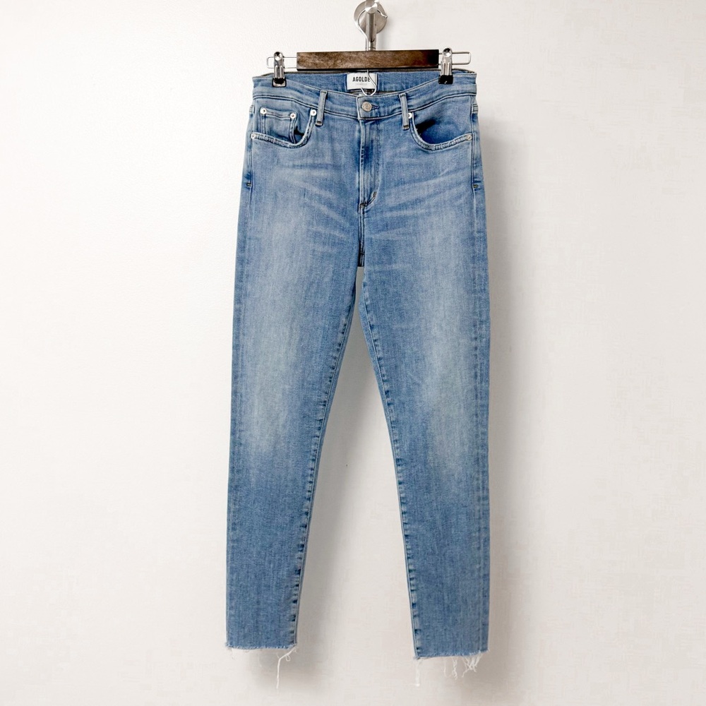 Agolde‎ Sophie High Rise Raw Hem Light Wash Denim Blue Jeans 30